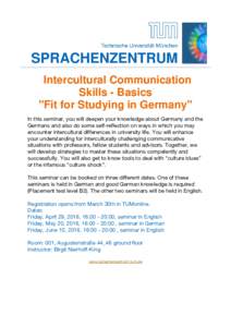 SPRACHENZENTRUM Intercultural Communication Skills - Basics 