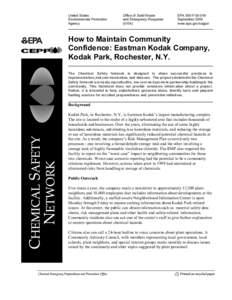 How to Maintain Community Confidence: Eastman Kodak Company, Kodak Park, Rochesher, NY (SEPT 2000)