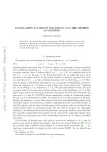 TRANSLATION INVARIANT EQUATIONS AND THE METHOD OF SANDERS arXiv:1107.1110v2 [math.NT] 30 JanTHOMAS F. BLOOM