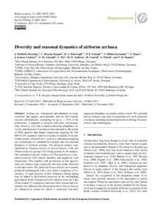Biogeosciences, 11, 6067–6079, 2014 www.biogeosciences.netdoi:bg © Author(sCC Attribution 3.0 License.  Diversity and seasonal dynamics of airborne archaea