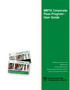 MBTA Corporate Pass Program User Guide CharlieCard Customer Service 