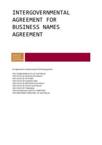 Intergovernmental Agreement for Business Names Agreement