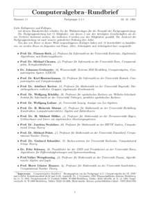 Computeralgebra–Rundbrief Nummer 11 Fachgruppe1992