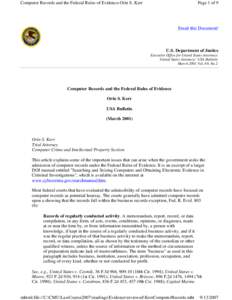 Computer Records and the Federal Rules of Evidence-Orin S. Kerr  Page 1 of 9 Email this Document!