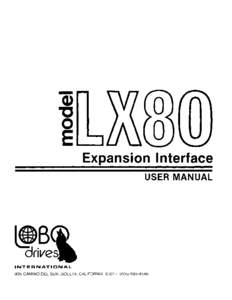 LOBO Drives Model LX80 Expansion Interface  i TABLE OF CONTENTS SECTION