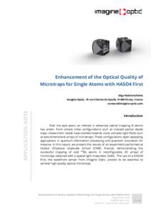 Enhancement of the Optical Quality of Microtraps for Single Atoms with HASO4 First Olga Nabirotchkine Imagine Optic, 18 rue Charles de Gaulle, 91400 Orsay, France 