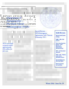 Legislative Audit Bulletin Publication for Members of the Maryland General Assembly Department of Transportation – Maryland Transit