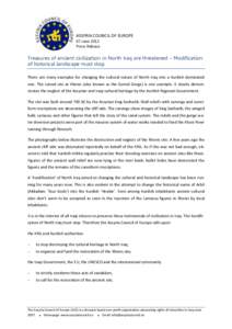 ASSYRIA COUNCIL OF EUROPE 07 June 2012 Press Release Treasures of ancient civilization in North Iraq are threatened – Modification of historical landscape must stop.