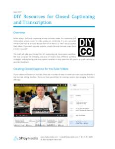 DIY Resources for Closed Captioning and Transcription