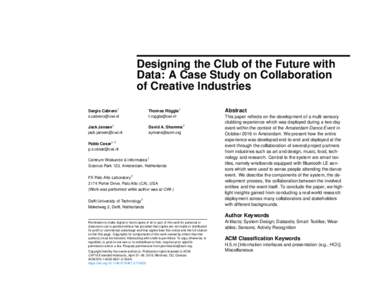 Designing the Club of the Future with Data: A Case Study on Collaboration of Creative Industries