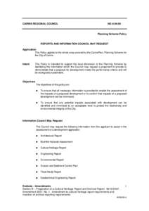 CAIRNS REGIONAL COUNCIL  NO.4:04:06 Planning Scheme Policy