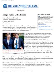 Hedge Funds Get a Lesson - WSJ.com