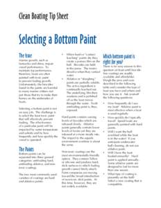 Clean Boating Tip Sheet  Selecting a Bottom Paint The Issue  Marine growth, such as