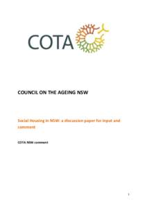 COUNCIL ON THE AGEING NSW  Social Housing in NSW: a discussion paper for input and comment  COTA NSW comment