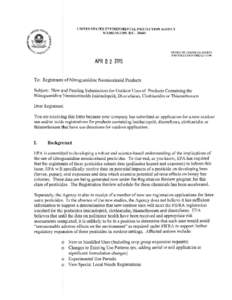 Letter to Registrants Announcing Temporary Moratorium on New Registrations of Neonicotinoids