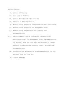 National Infrastructure Advisory Council  Quarterly Business Meeting Agenda[removed]