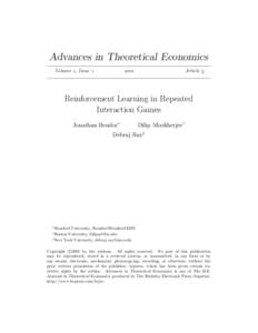 Advances in Theoretical Economics Volume , Issue    Article 