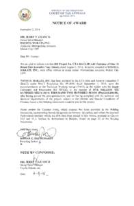 REPUBLIC OF THE PHILIPPINES  COURT OF TAX APPEALS QUEZON CITY  NOTICE OF AWARD