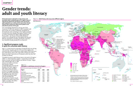 CHAPTER 7  Gender trends: adult and youth literacy Enhanced access to education at the primary and secondary levels eventually pays off in higher levels of