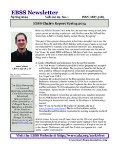 EBSS Newsletter Spring 2014 Volume 29, No. 1  ISSN[removed]
