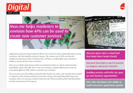 Digital  Mobile services Near.me helps marketers to envision how APIs can be used to