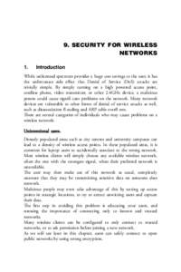 9. SECURITY FOR WIRELESS NETWORKS 1. Introduction