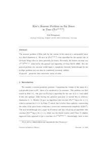 Klee’s Measure Problem on Fat Boxes in Time O(n(dKarl Bringmann Saarland University, Postfach, 66041 Saarbr¨ ucken, Germany