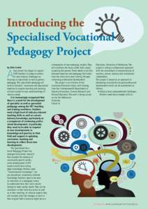 Introducing the Specialised Vocational Pedagogy Project by Chris Corbel  A