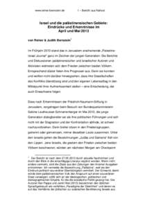 www.reiner-bernstein.de  1 – Bericht aus Nahost Israel und die palästinensischen Gebiete: Eindrücke und Erkenntnisse im