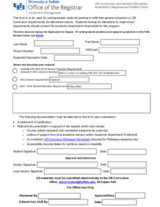 UB Curriculum Graduation Requirement Exception Petition
