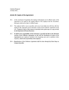 Carleton Proposal 16 June 2014 Article	
  39:	
  Copies	
  of	
  the	
  Agreement	
   39.1