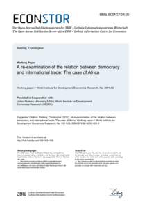 WIDER Working Paper No[removed]A Re-examination of the Relation between Democracy and International Trade: The Case of Africa