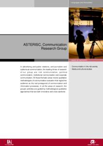 Languages and Humanities  ASTERISC, Communication Research Group  LINES OF ACTIVITY