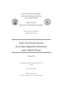 Smart Card Security Services for an Open Application Environment used in Mobile Phones
