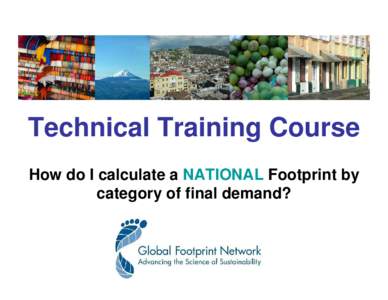 Technical Training Course How do I calculate a NATIONAL Footprint by category of final demand? National Accounts