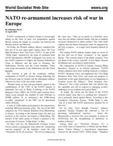 World Socialist Web Site  wsws.org NATO re-armament increases risk of war in Europe