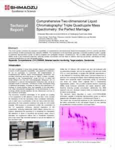 Comprehensive Two-dimensional Liquid Chromatography/ Triple Quadrupole Mass Spectrometry: the Perfect Marriage Enhanced Resolution and Sensitivity for a Challenging Food Case-Study Paola Donato, Paola Dugo, Francesco Cac