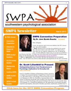 SWPA Newsletter, MarchSWPA Newsletter