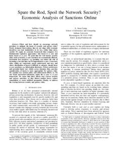 Spare the Rod, Spoil the Network Security? Economic Analysis of Sanctions Online Vaibhav Garg L. Jean Camp