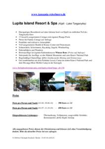 www.tanzania-reisebuero.de  Lupita Island Resort & Spa (Kipili - Lake Tanganyika) • • •