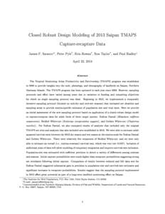 Closed Robust Design Modeling of 2013 Saipan TMAPS Capture-recapture Data James F. Saracco ∗†