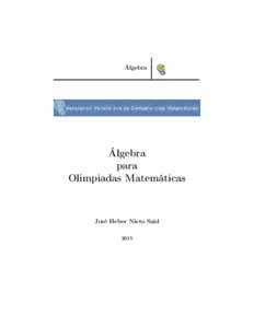 Álgebra  Álgebra para Olimpiadas Matemáticas