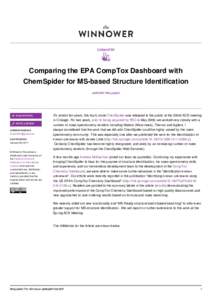 CHEMISTRY   Comparing the EPA CompTox Dashboard with ChemSpider for MS-based Structure Identification ANTONY WILLIAMS
