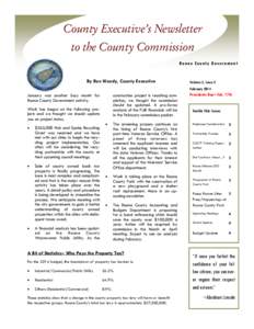 County Executive’s Newsletter to the County Commission R o a n e C o u n ty Go v e rn m e n t By Ron Woody, County Executive
