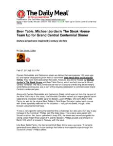Published on The Daily Meal (http://www.thedailymeal.com) Home > Beer Table, Michael Jordan’s The Steak House Team Up for Grand Central Centennial Dinner Beer Table, Michael Jordan’s The Steak House Team Up for Grand