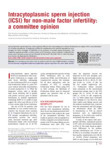 Intracytoplasmic sperm injection (ICSI) for non-male factor infertility: a committee opinion The Practice Committees of the American Society for Reproductive Medicine and Society for Assisted Reproductive Technology Amer