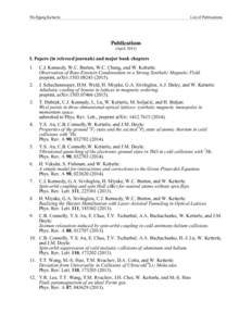 Wolfgang Ketterle  List of Publications Publications (April 2015)