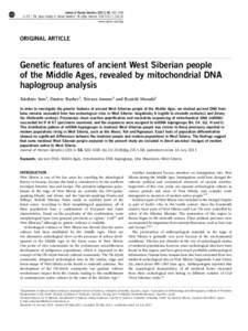 Genetic features of ancient West Siberian people of the Middle Ages, revealed by mitochondrial DNA haplogroup analysis