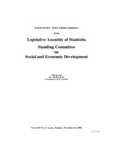 Fourth Session - Thirty-Eighth Legislature of the Legislative Assembly of Manitoba  Standing Committee