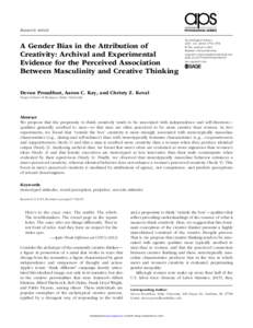 research-article2015 PSSXXX10.1177/0956797615598739Proudfoot et al.Gender Bias in Creativity Attribution